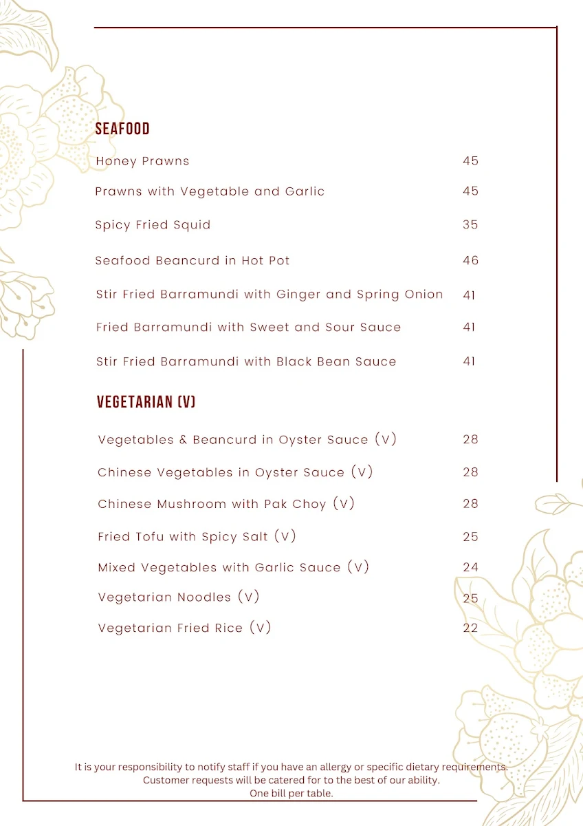 Menu, Happy Garden Takeaway Gateway