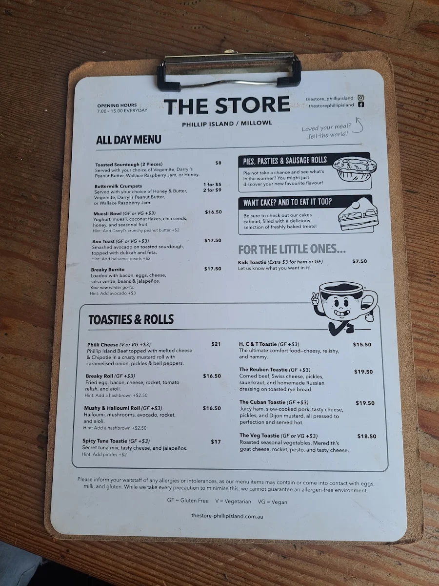 Menu, The Store