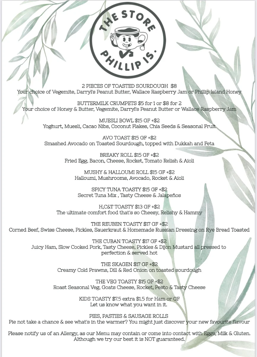 Menu, The Store