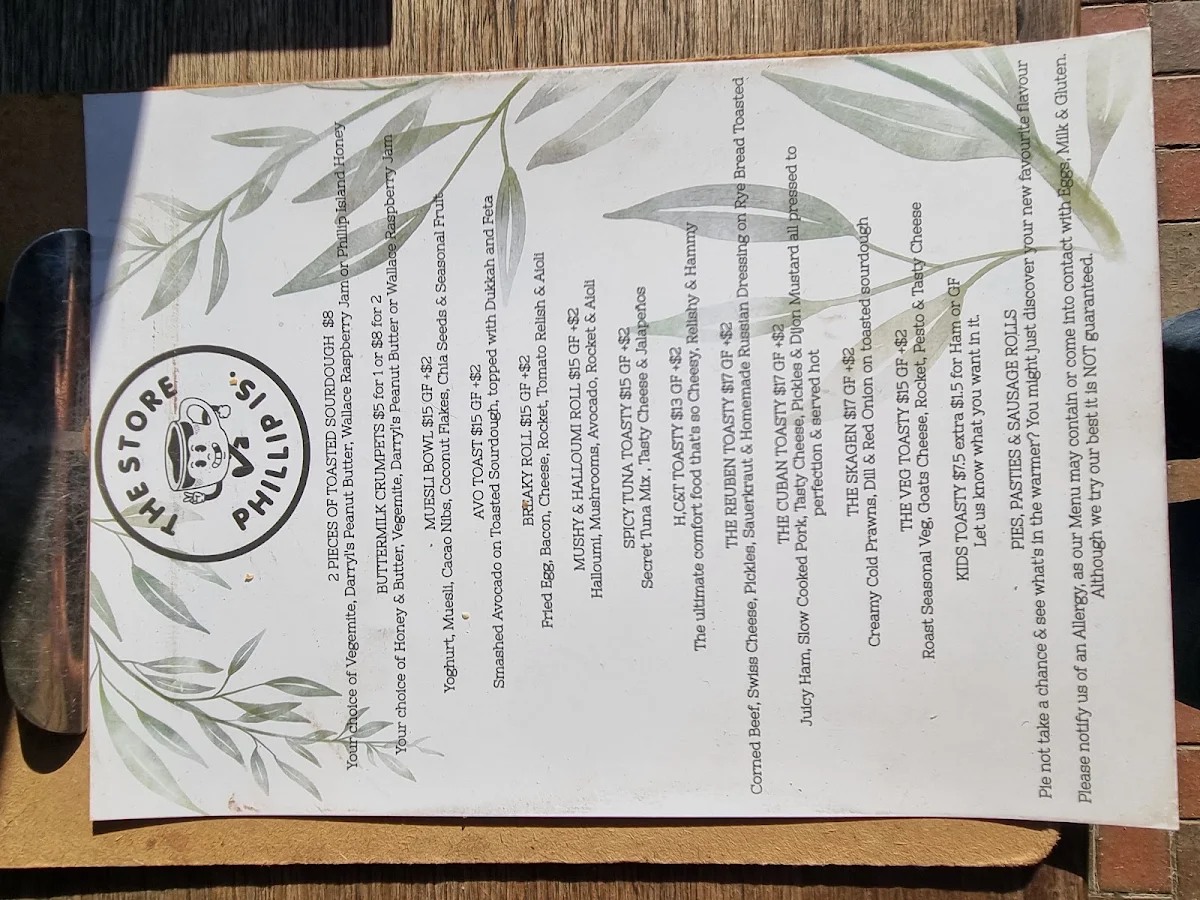 Menu, The Store