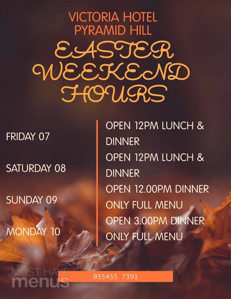 Menu, Victoria Hotel