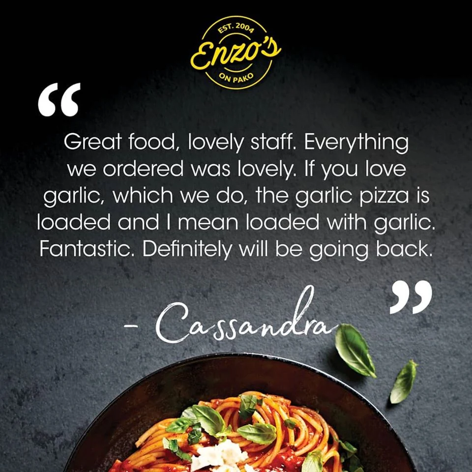 Menu, Enzo's On Pako