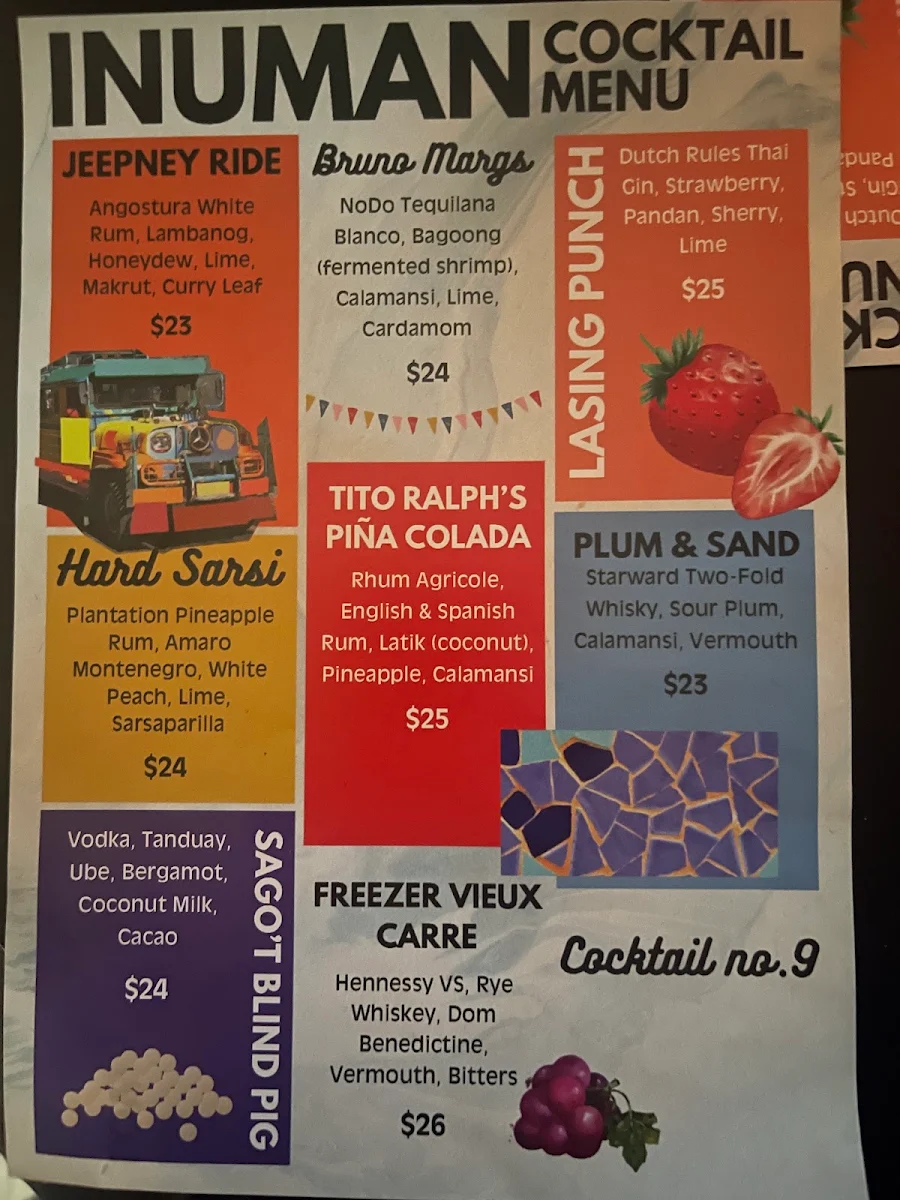 Menu, Inuman Cocktail Bar | Melbourne CBD