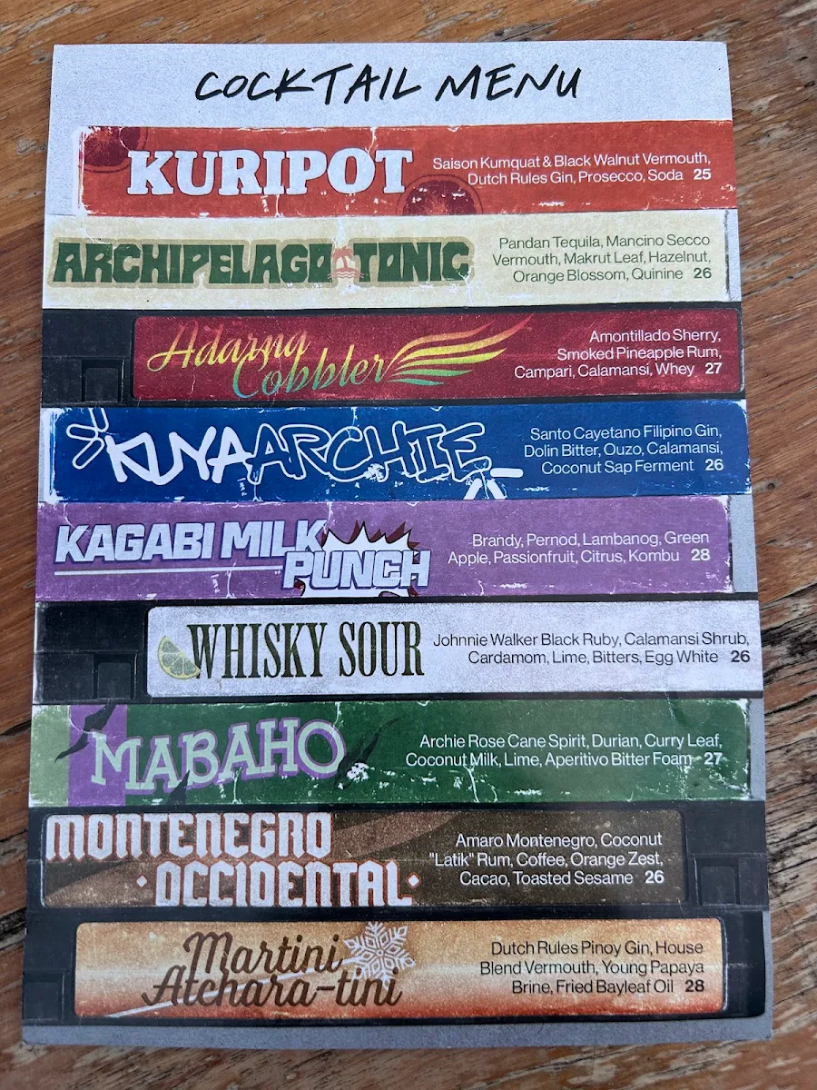 Menu, Inuman Cocktail Bar | Melbourne CBD