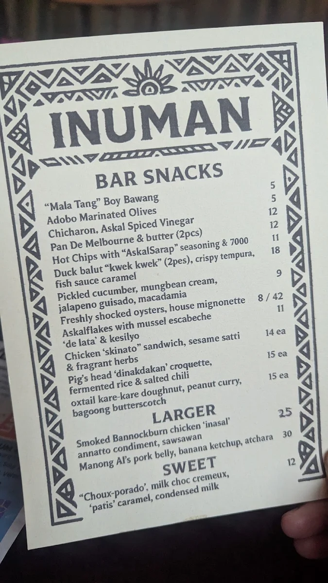 Menu, Inuman Cocktail Bar | Melbourne CBD