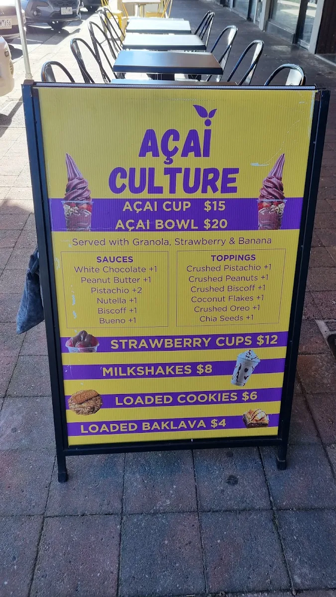 Menu, Acai Culture - Glen Waverley