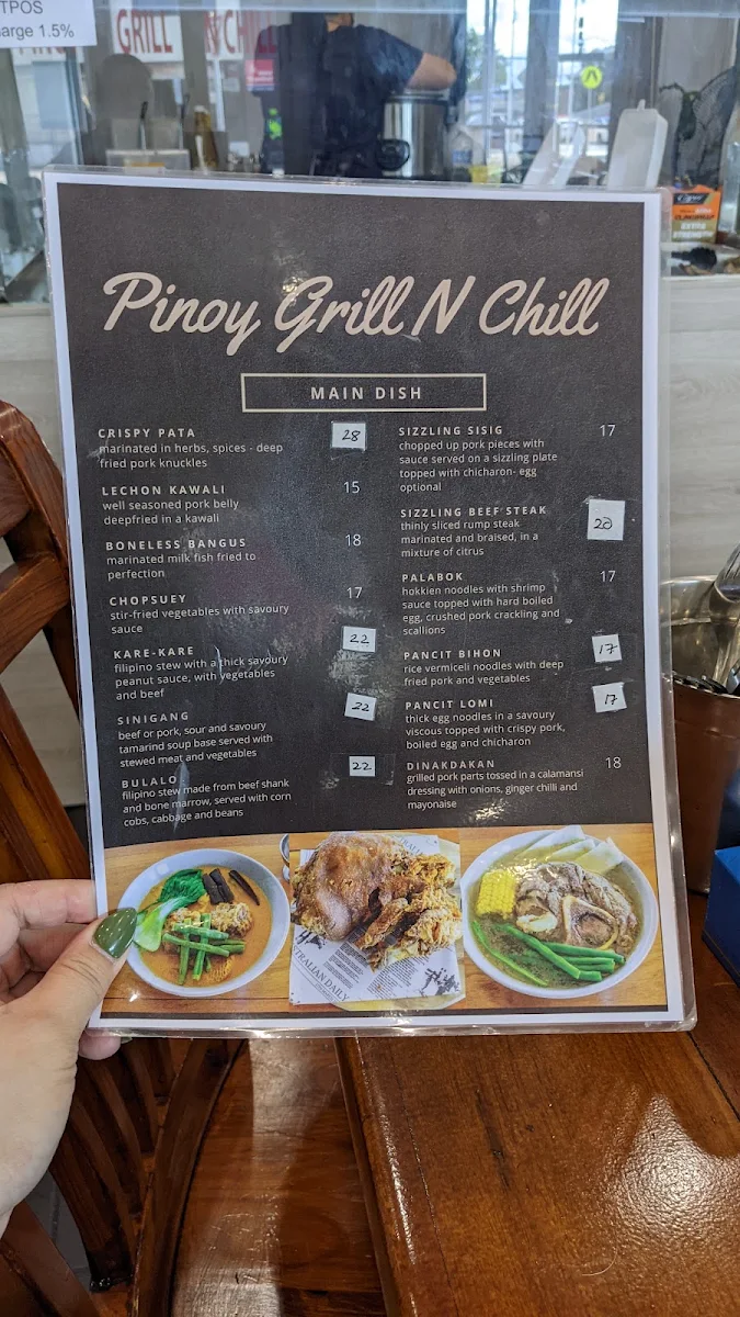 Menu, Pinoy Grill N Chill