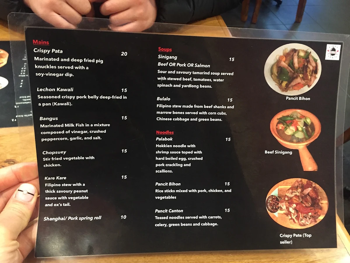 Menu, Pinoy Grill N Chill