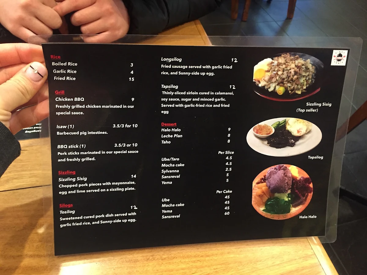 Menu, Pinoy Grill N Chill