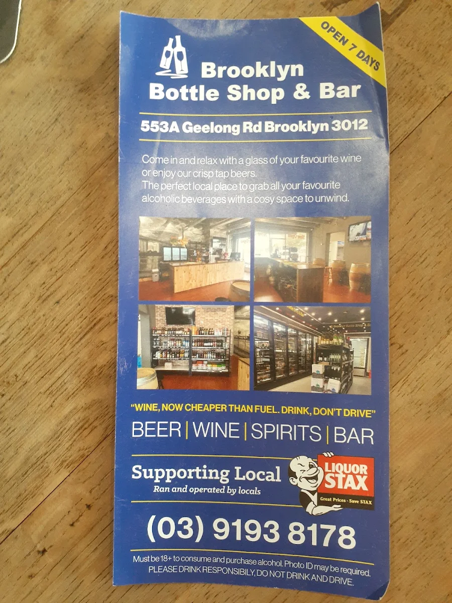 Menu, Brooklyn Bottleshop & Bar