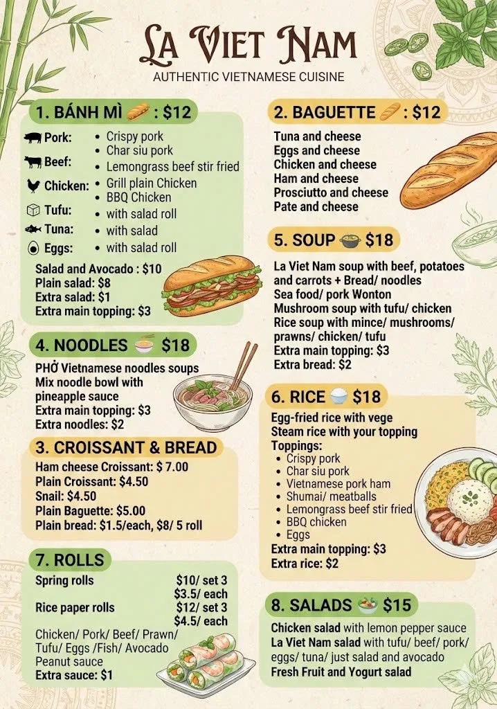 Menu, La Viet Nam