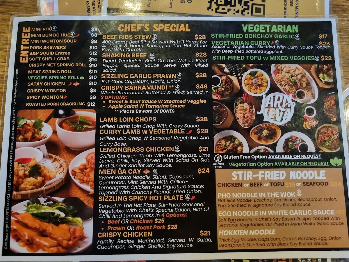 Menu, Jarn Leva Vietnamese TTP