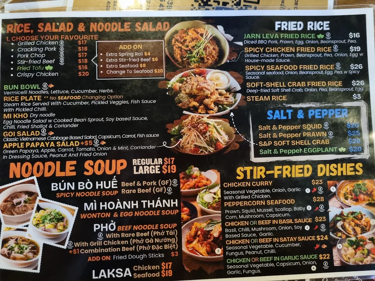 Menu, Jarn Leva Vietnamese TTP