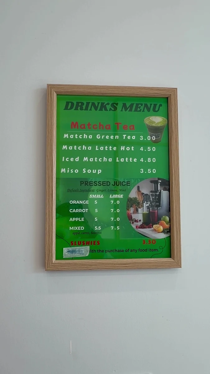 Menu, Wabi Sushi