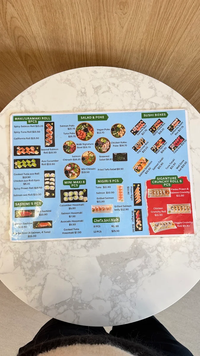 Menu, Wabi Sushi