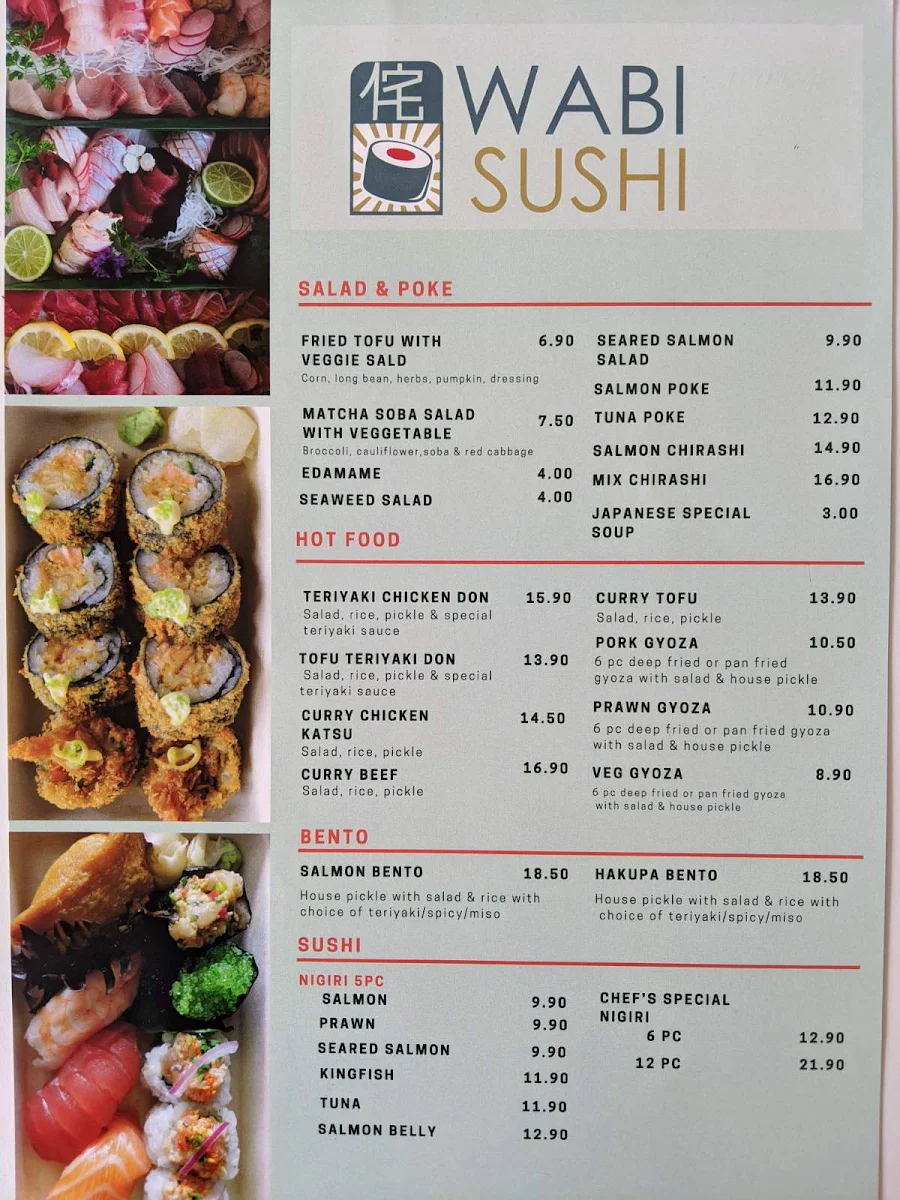 Menu, Wabi Sushi