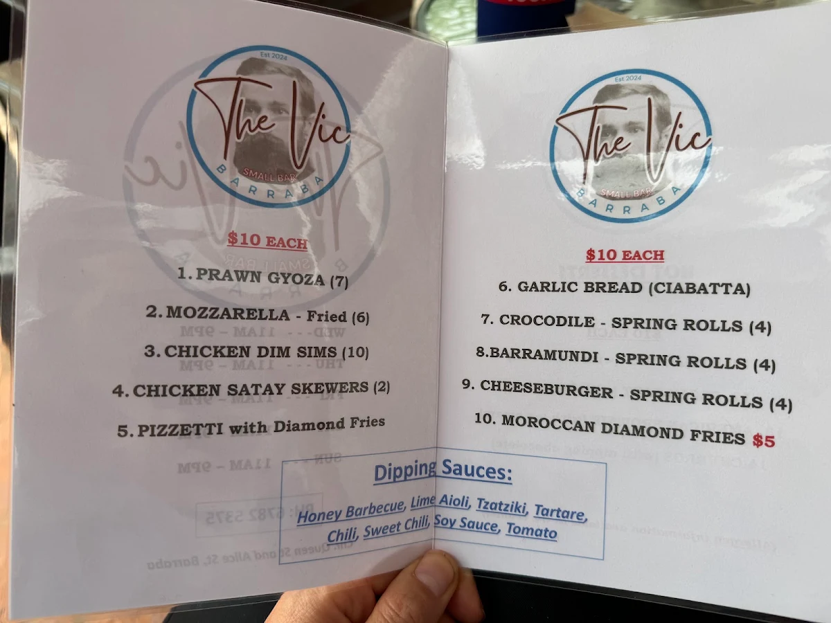Menu, The Vic