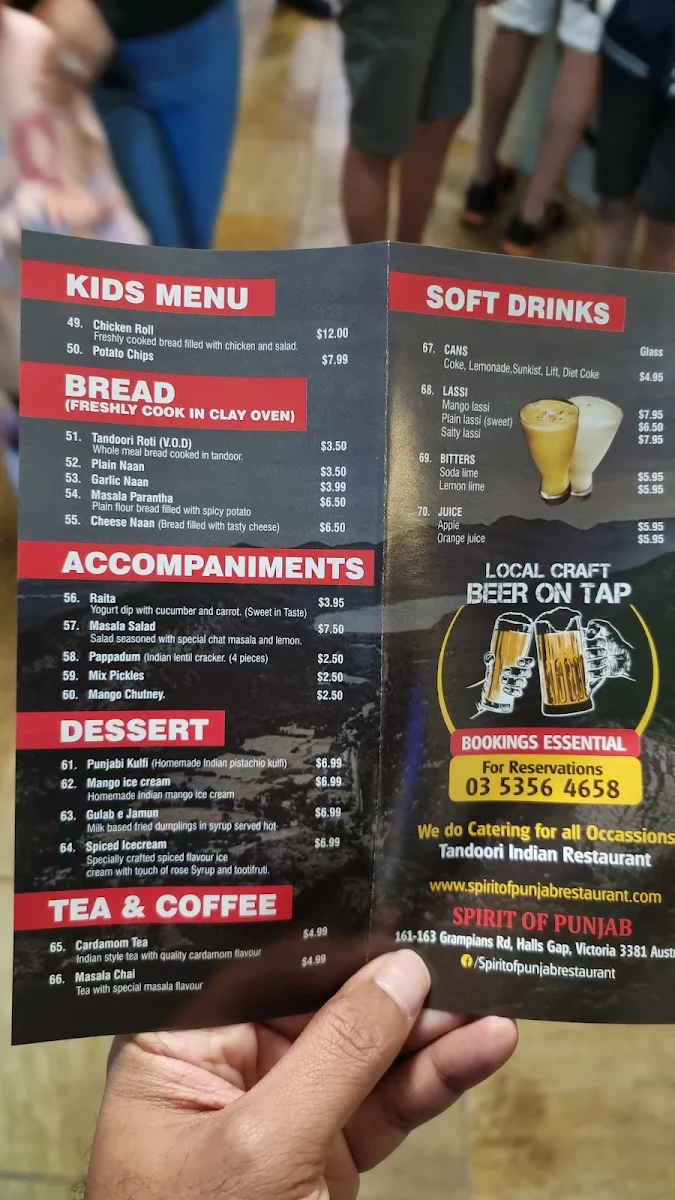 Menu, Spirit of Punjab