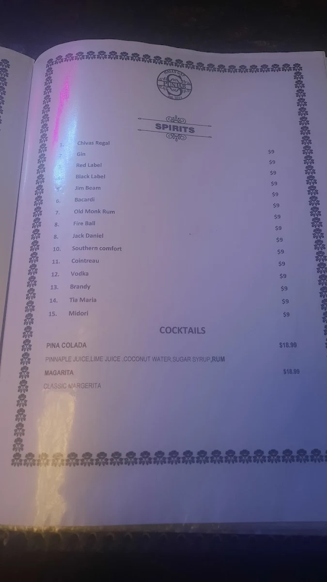 Menu, Spirit of Punjab