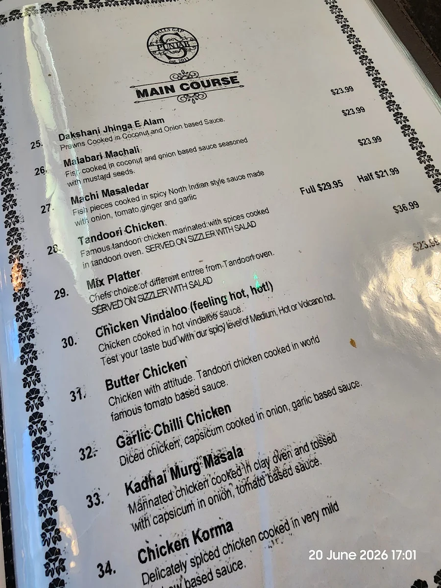 Menu, Spirit of Punjab