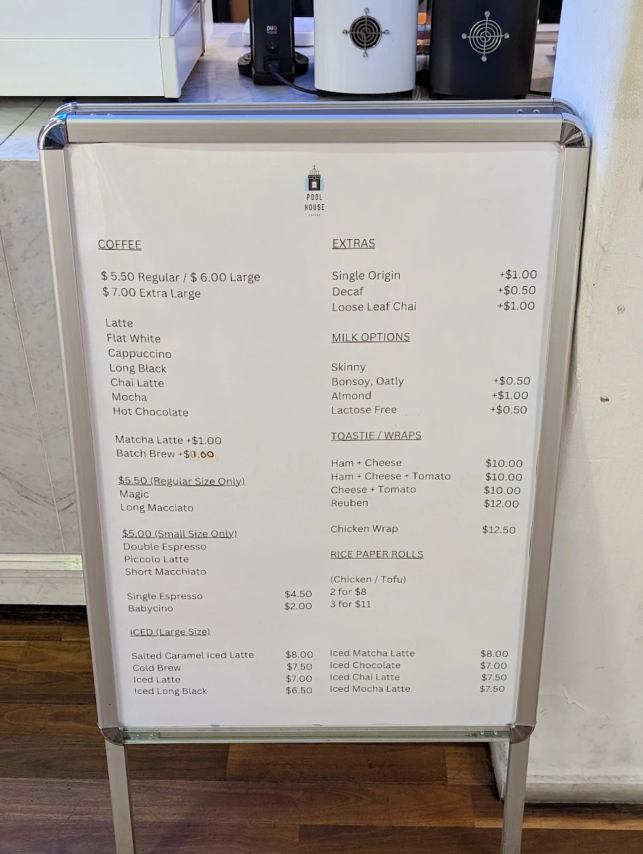 Menu, Poolhouse Coffee