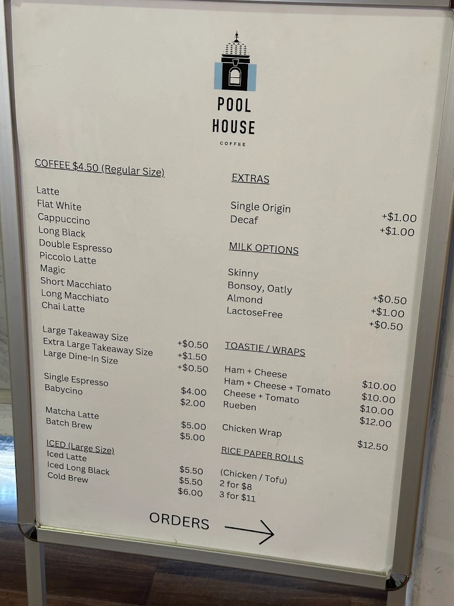 Menu, Poolhouse Coffee