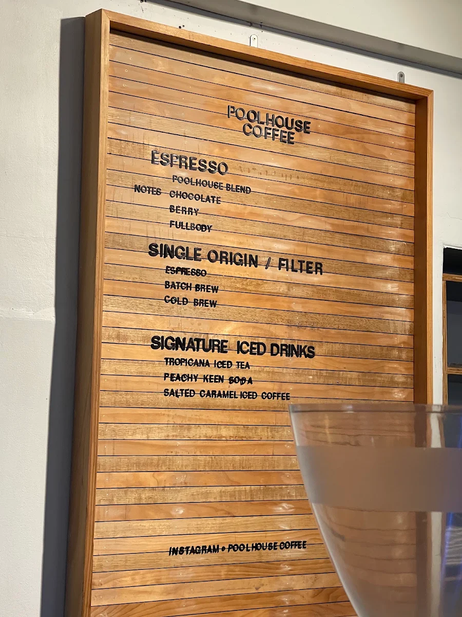 Menu, Poolhouse Coffee