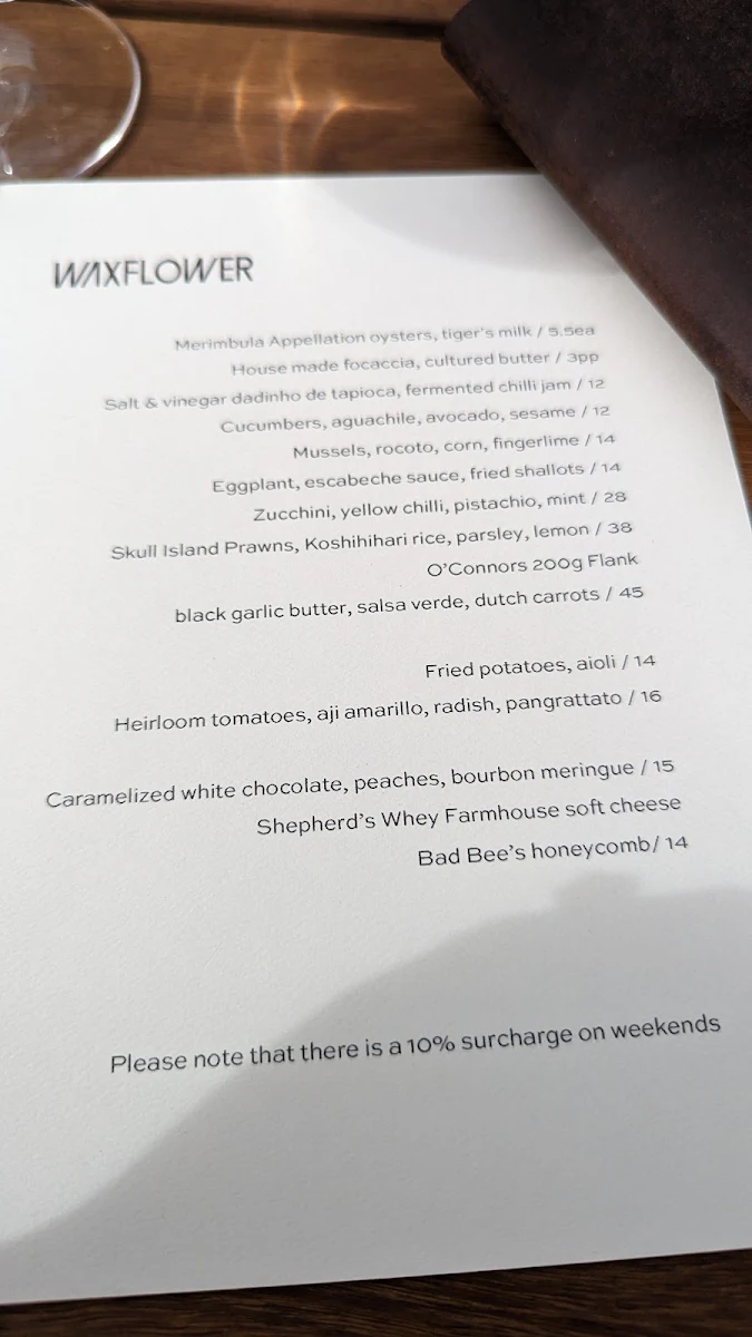 Menu, Waxflower