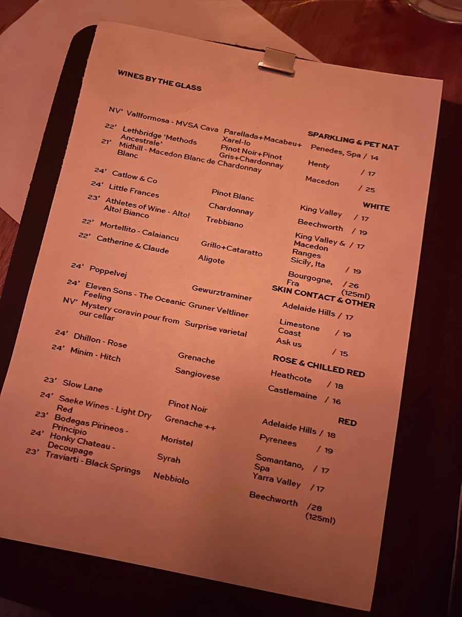 Menu, Waxflower