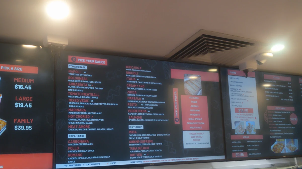 Menu, Pasta Hub Alexander Heights