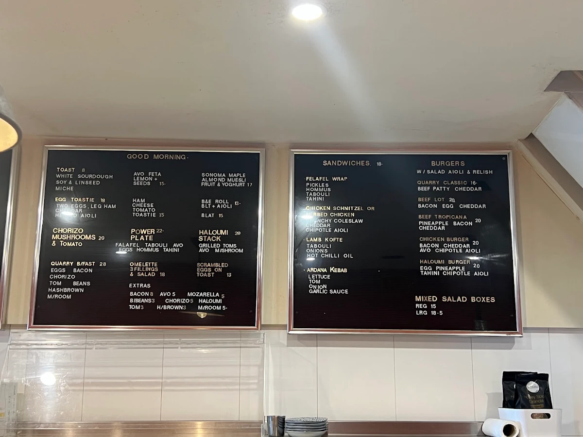 Menu, Quarry Street Coffee House Ultimo