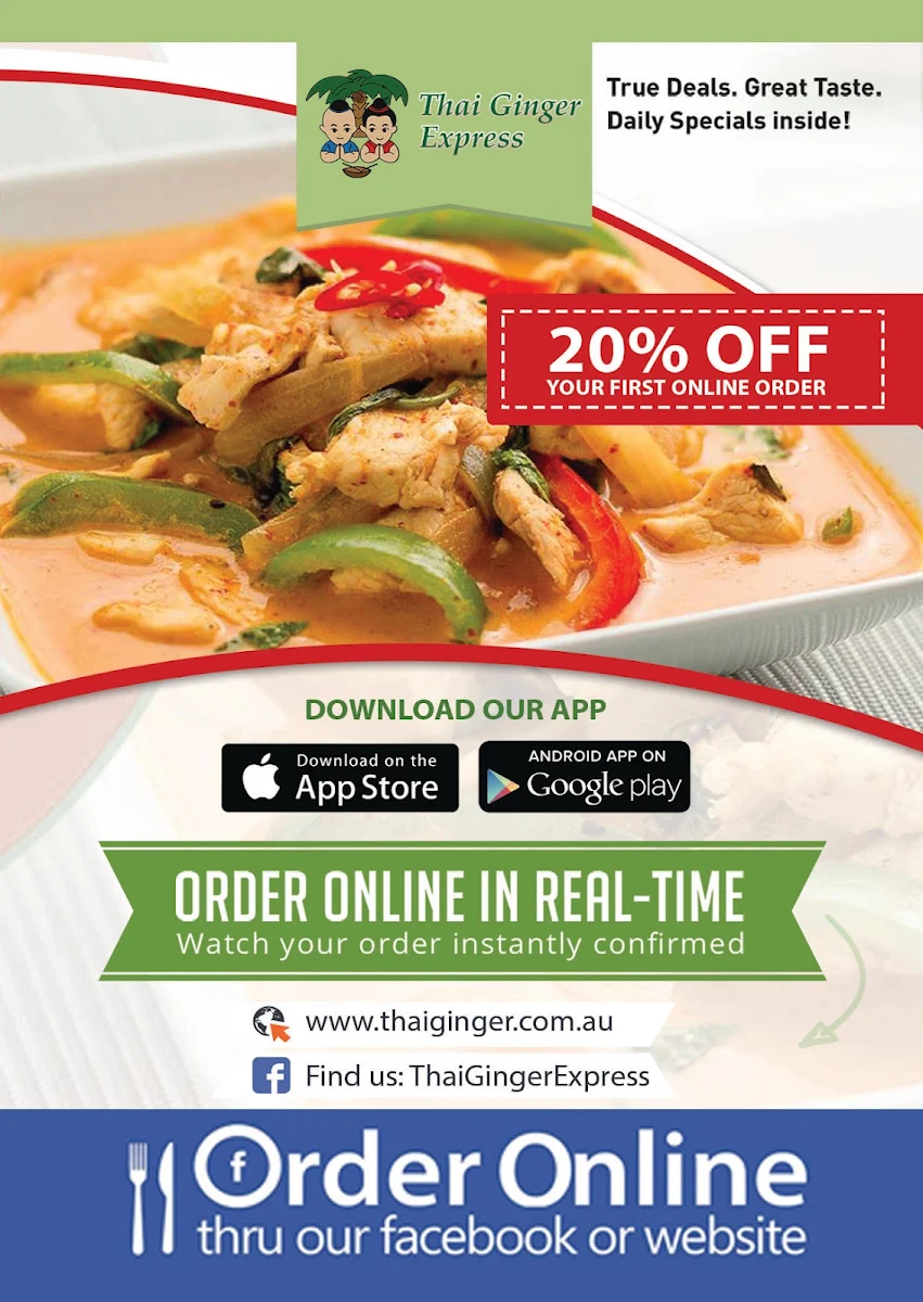 Menu, Thai Ginger Restaurant
