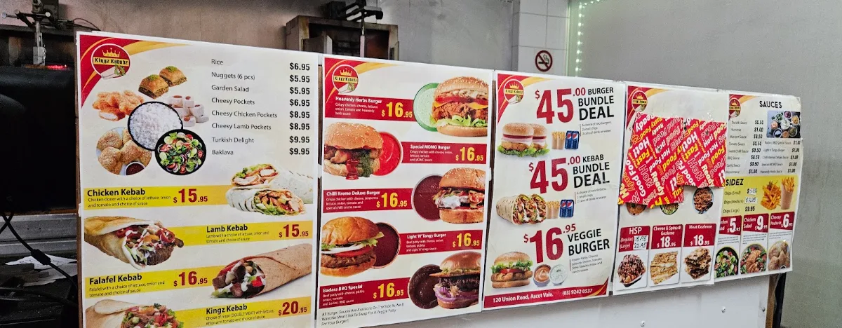 Menu, Kingz Kebabz