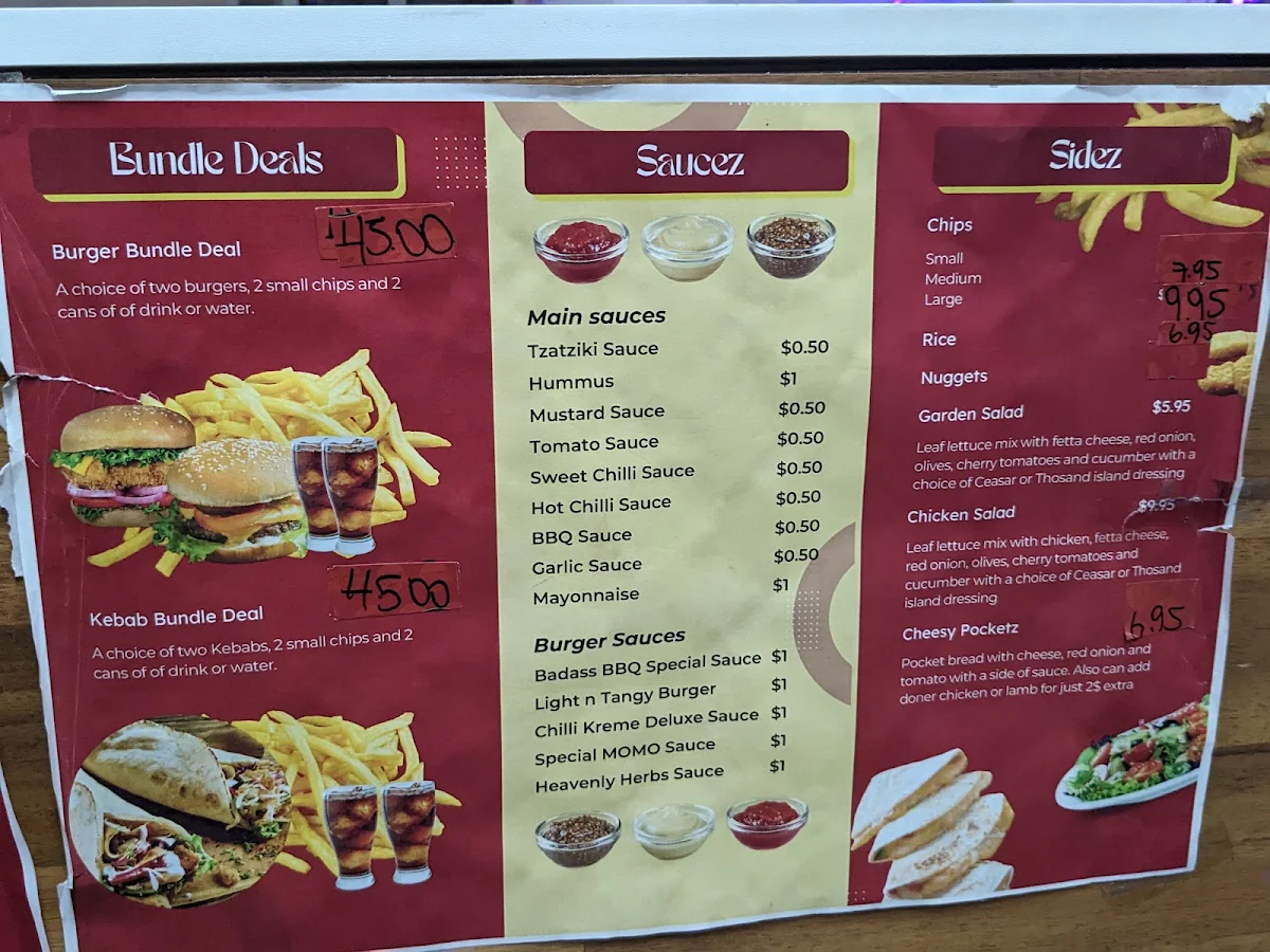 Menu, Kingz Kebabz