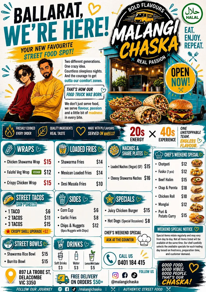 Menu, Malangi Chaska by Pelican