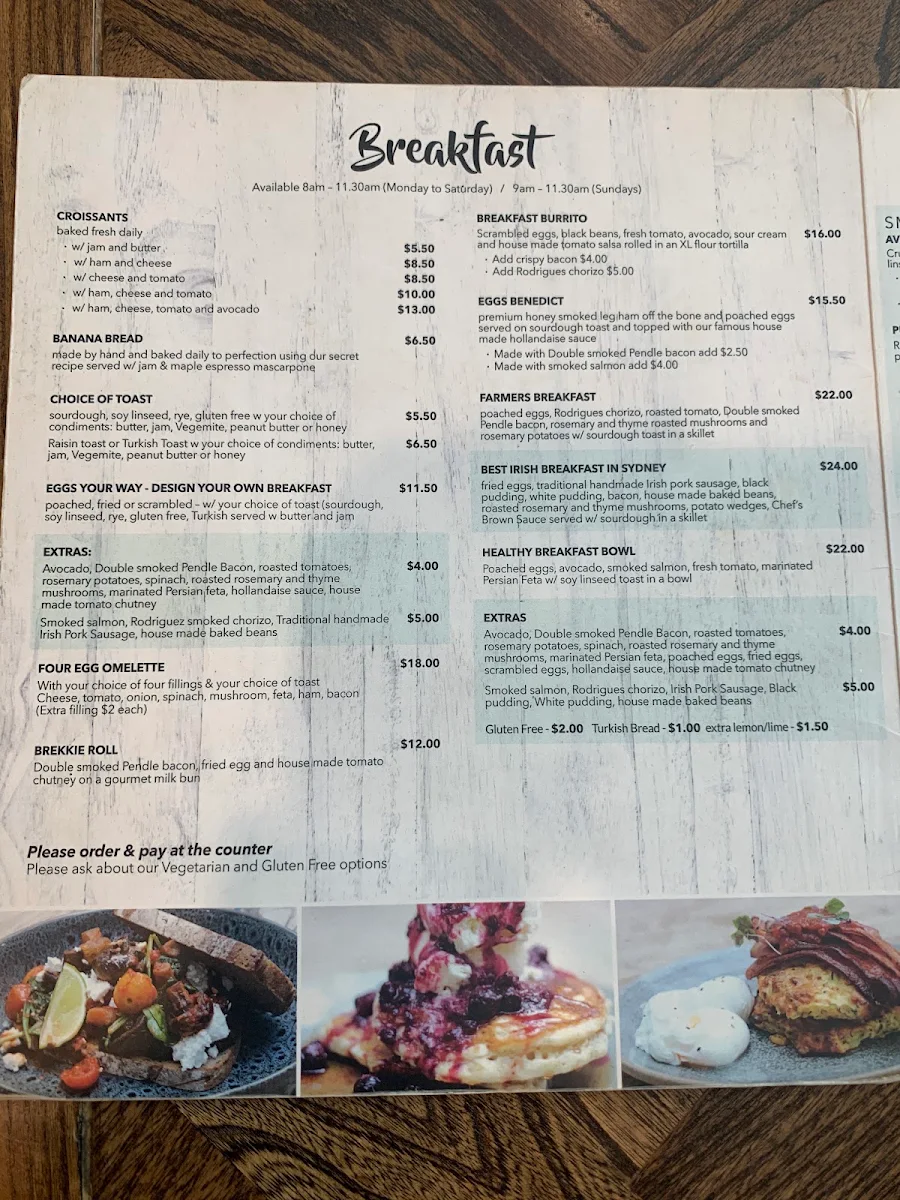 Menu, Coco Cafe