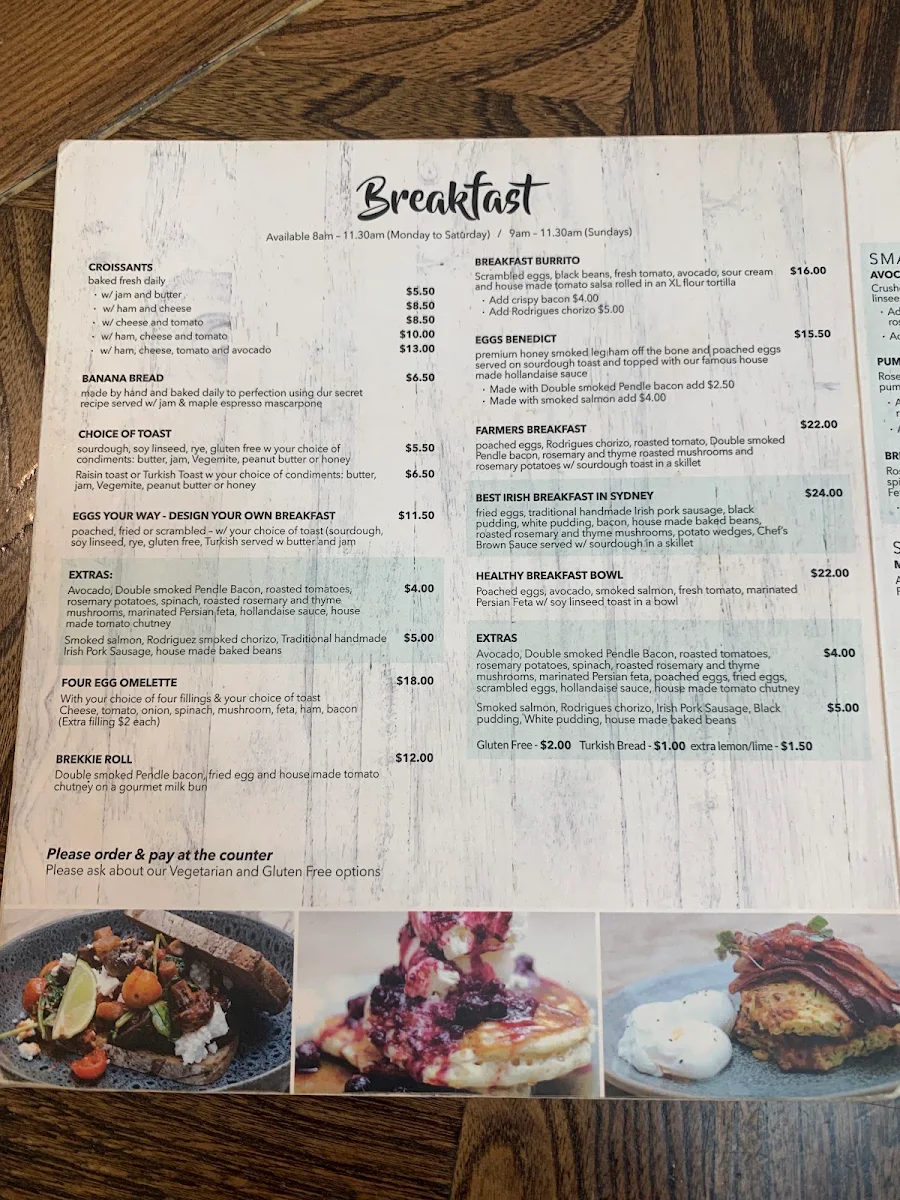Menu, Coco Cafe