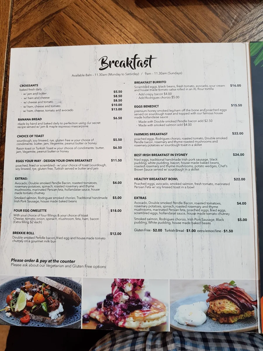 Menu, Coco Cafe