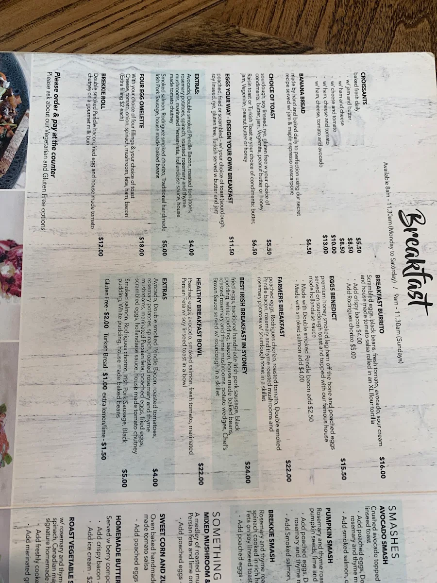 Menu, Coco Cafe