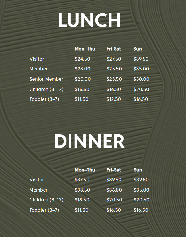 Menu, Lusso Buffet Blacktown