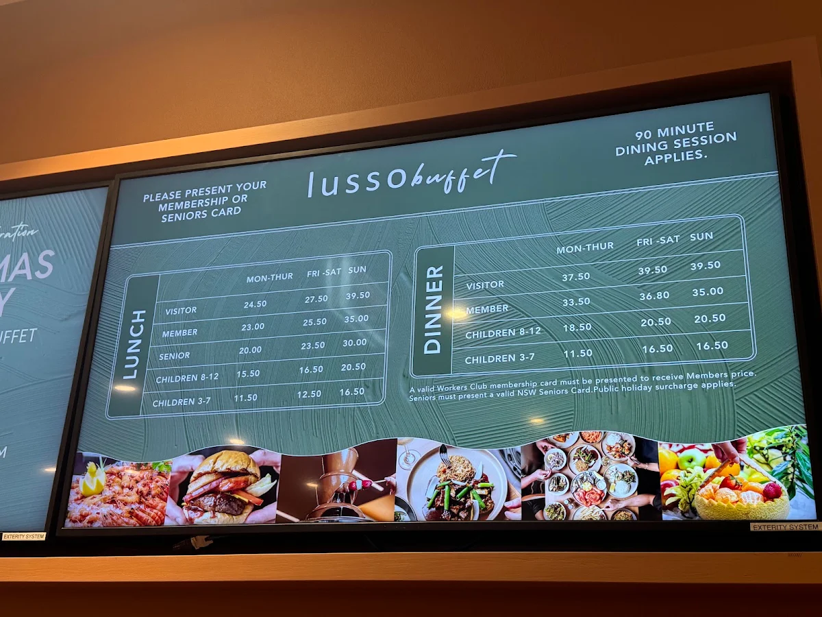 Menu, Lusso Buffet Blacktown