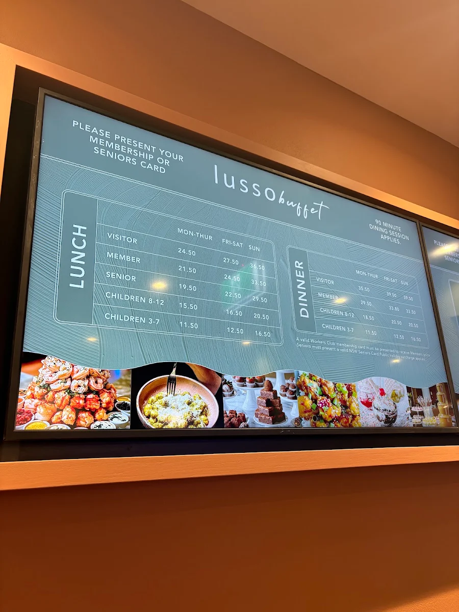 Menu, Lusso Buffet Blacktown