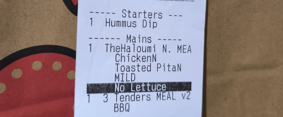 Menu, Nando's Braeside