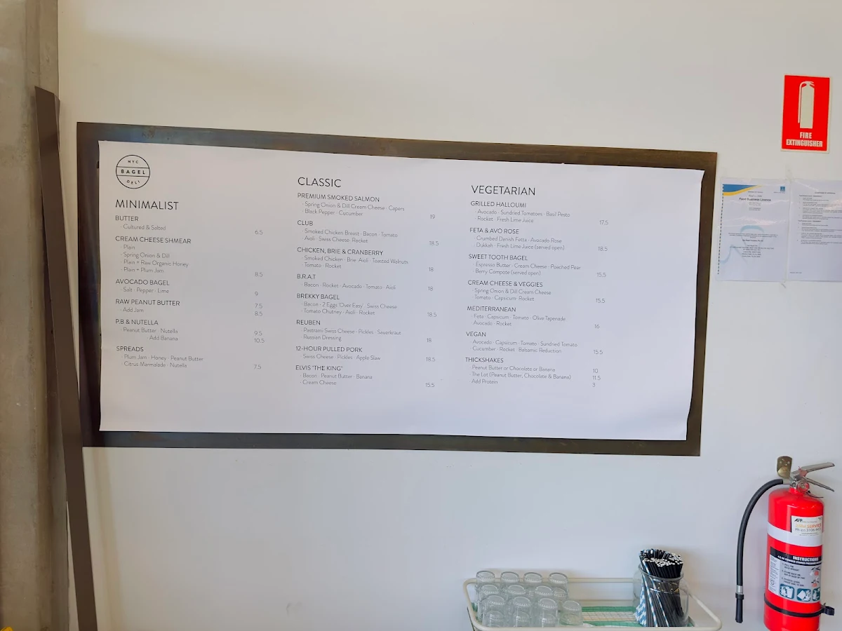Menu, NYC Bagel Deli