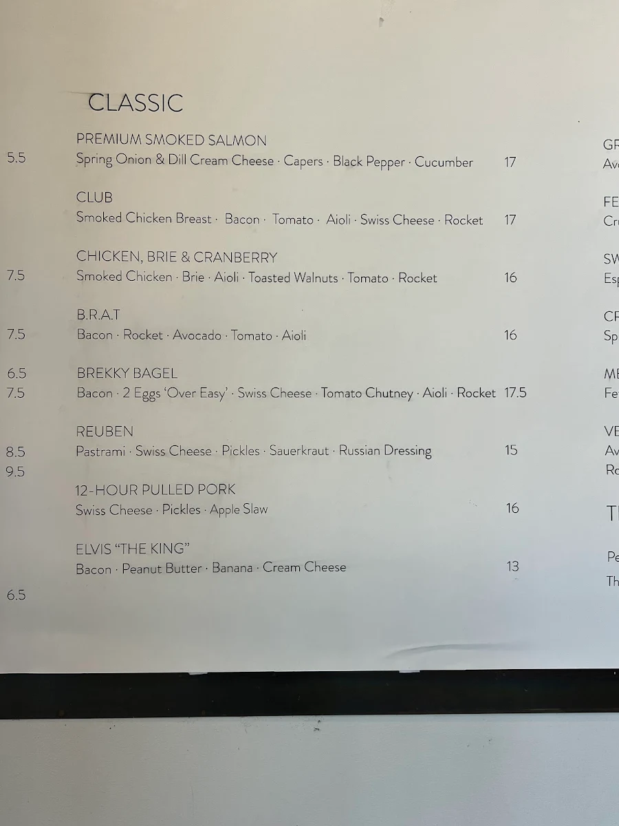 Menu, NYC Bagel Deli
