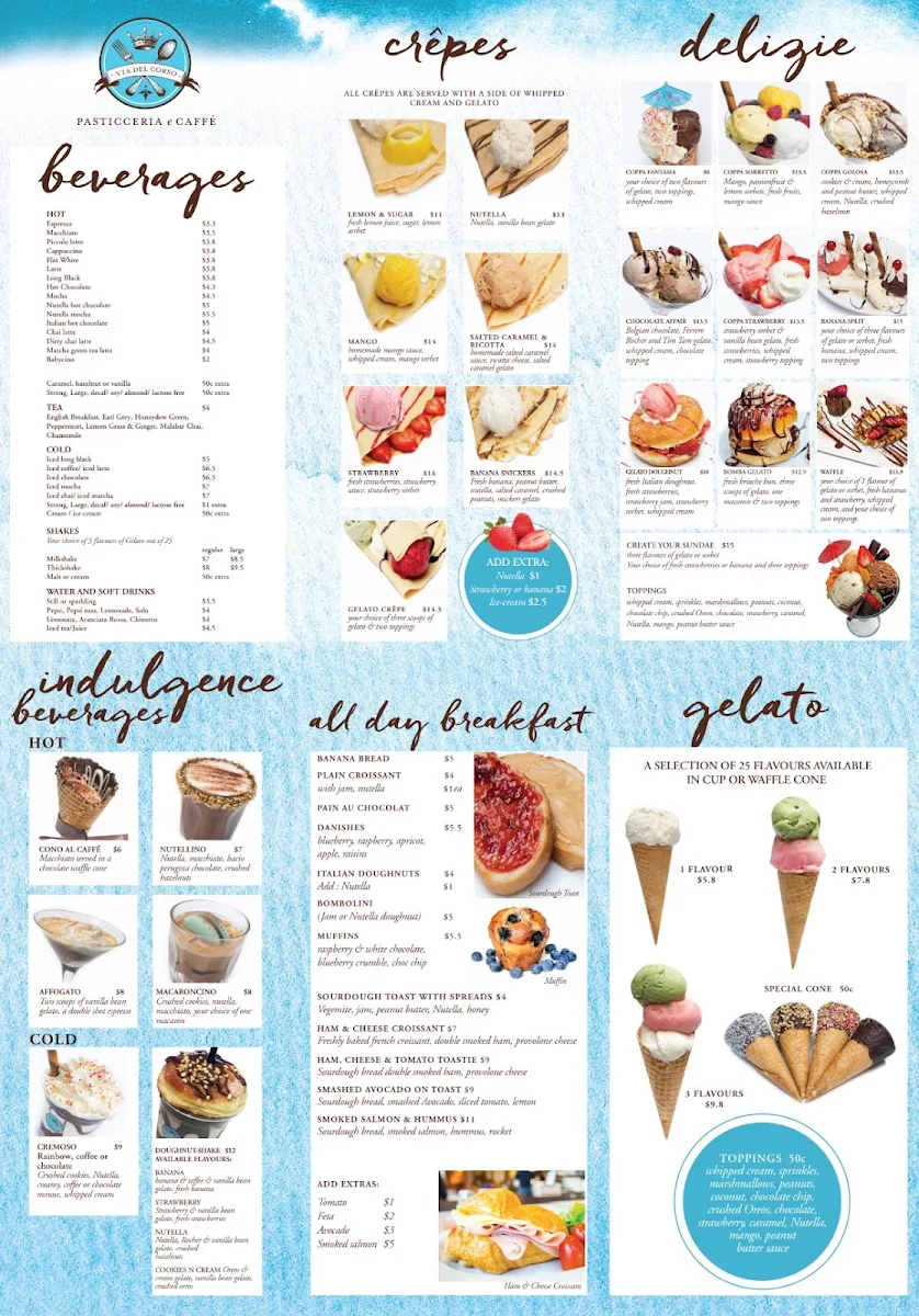 Menu, Via del Corso