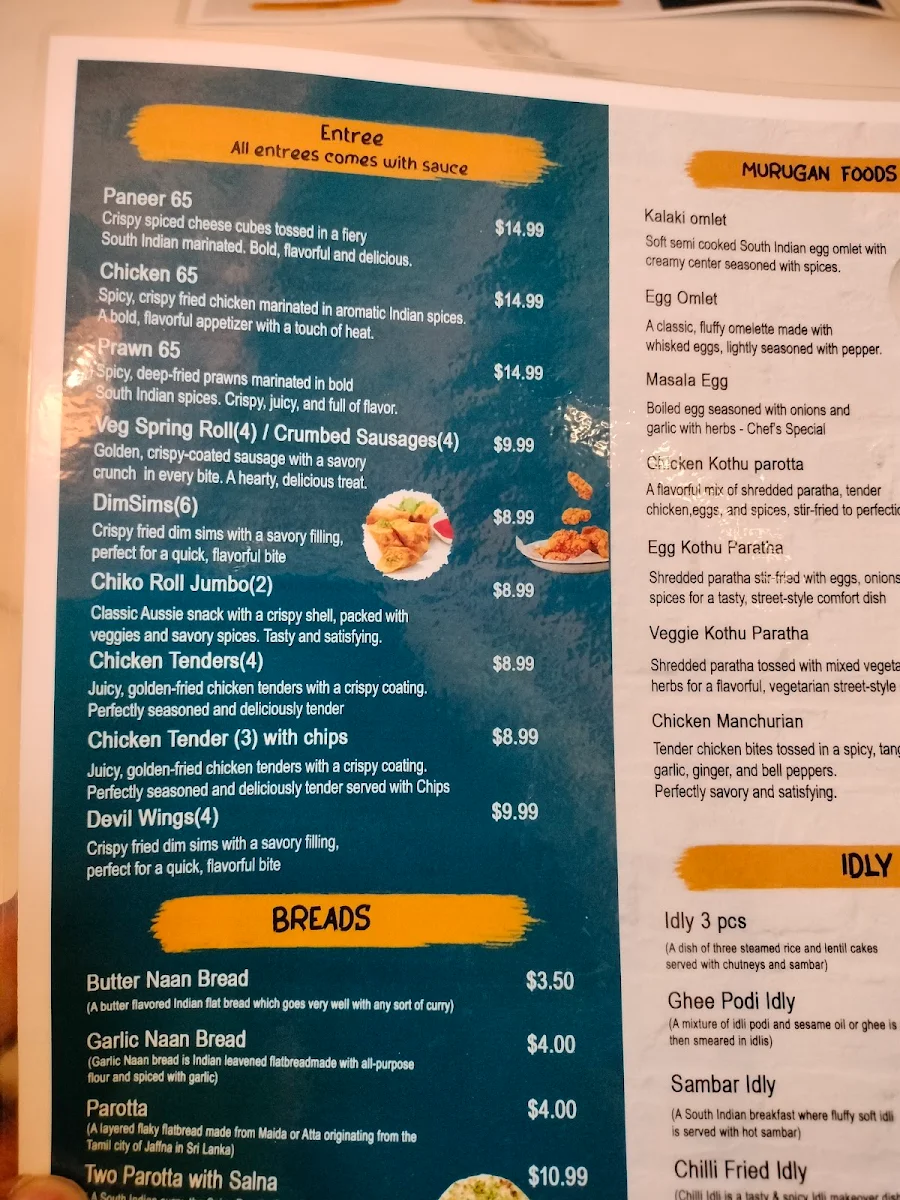 Menu, Murugan Foods