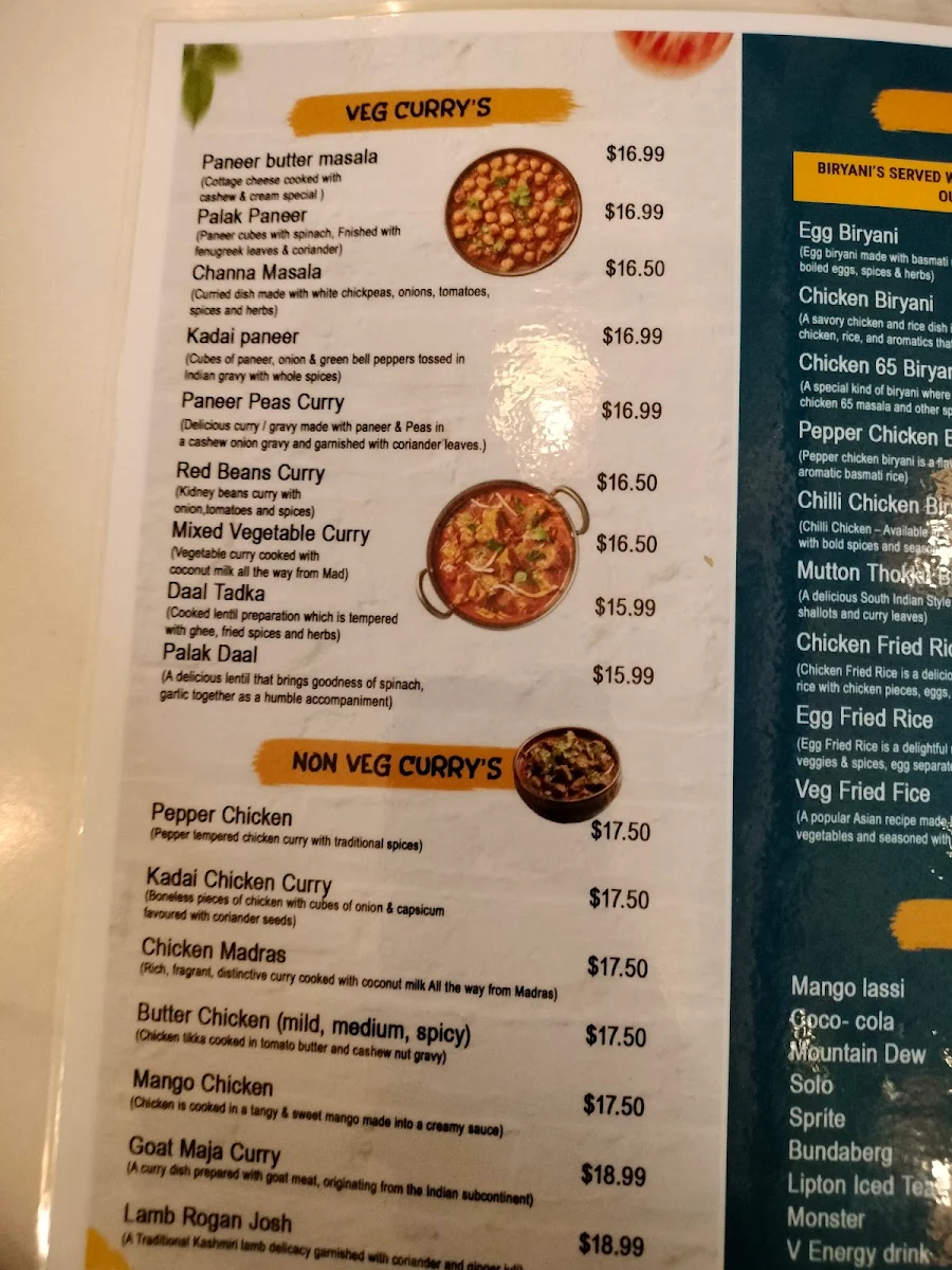Menu, Murugan Foods
