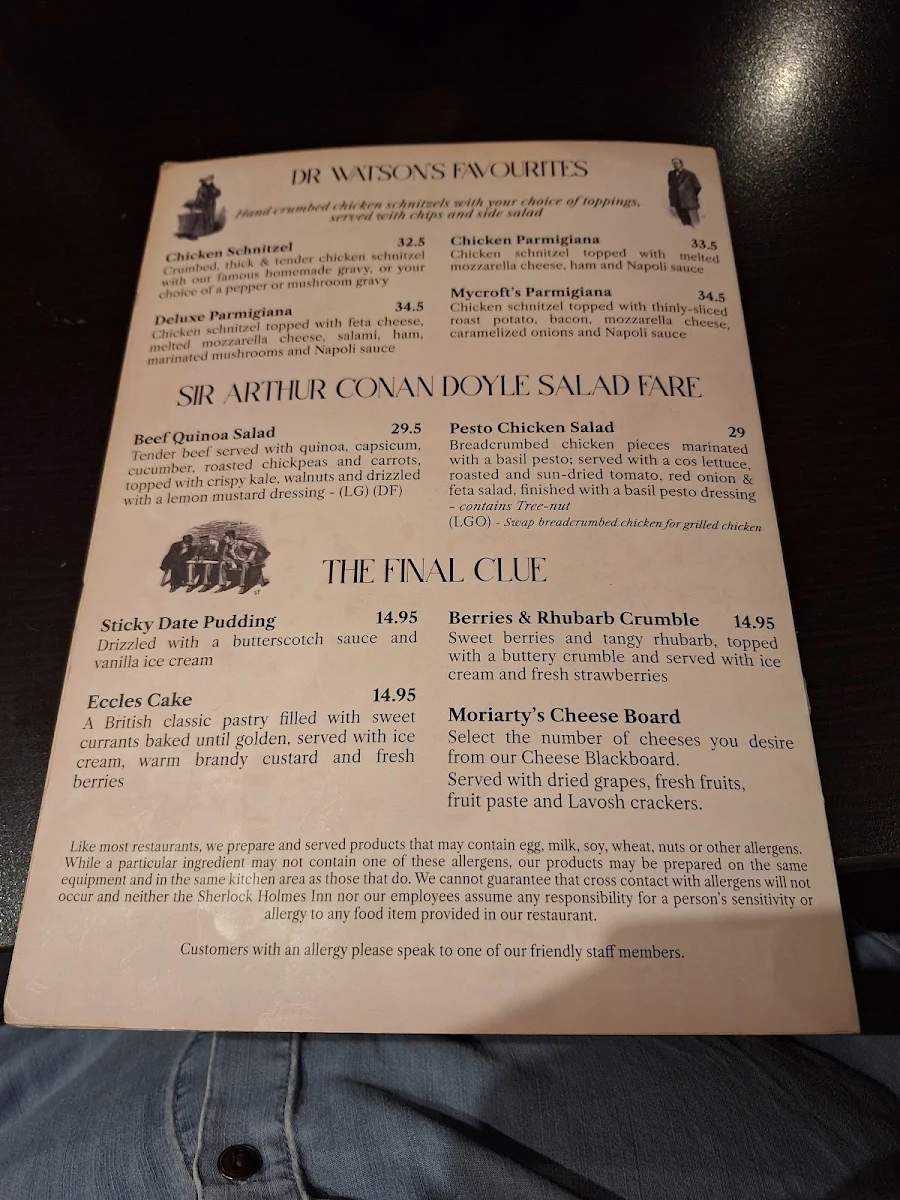 Menu, The Sherlock Holmes