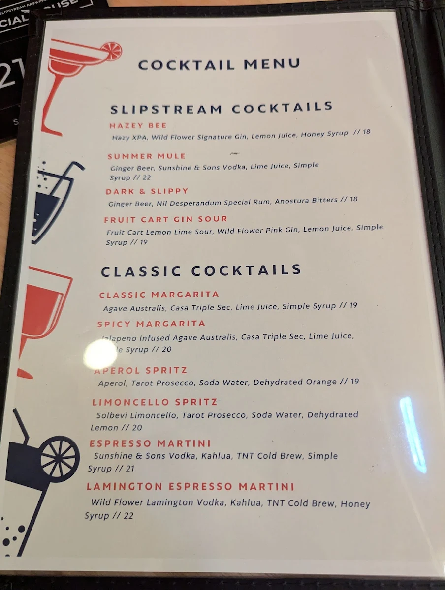 Menu, Slipstream Brewing Social House